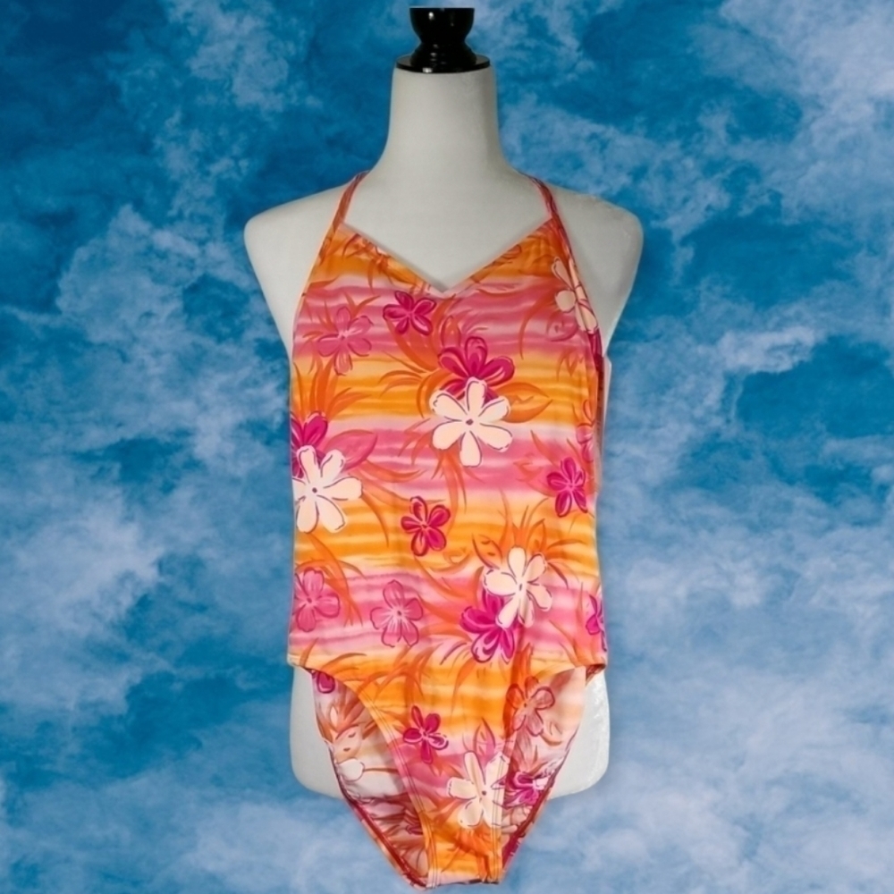 Christina Women's 1pc Floral Bathing Suit Size 12 With Bust Enhancer Colourful